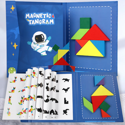 Colorful Wooden Magnetic Tangram Teaching Aids Kidsren's Educational Early Education Toys Development Puzzles Magnetic Puzzle Fun