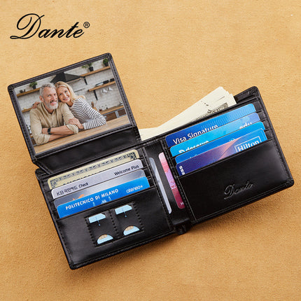 Amazon Explosions Oil Wax Head Layer Cowhide Men's Wallet Business Short RFID Anti-theft Brush Foreign Trade Factory Wholesale