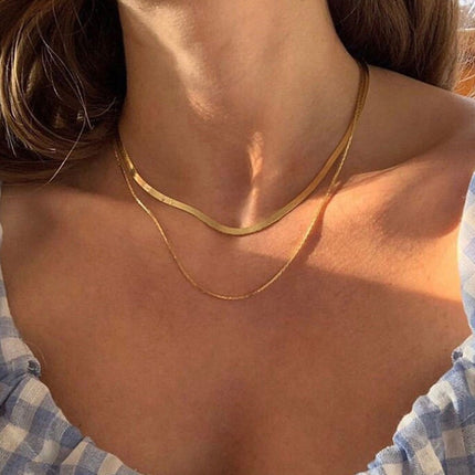 W.R. Kendall Jenner-Inspired Snake Bone Niche Design Necklace for Women, Hip-Hop Double-Layer Retro Personality Flat Collarbone Necklace for Women