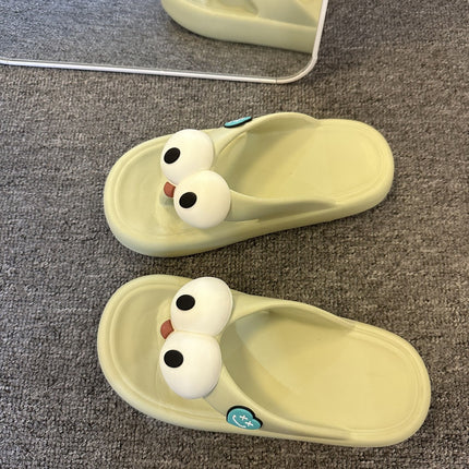 2023 Summer New Women's Flip Flops Big Eyes Love Cute Sweet Thick Bottom Comfortable Home Out