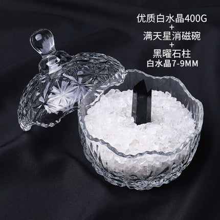 Natural Crystal Purification Degaussing Bowl White Crystal Degaussing Stone Gravel Container Yushou Salt Ware Gem Glass