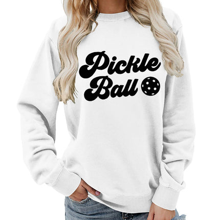 Pickle ball Printed Round Neck Women's Top Sweatshirt Foreign Trade Supply Autumn and Winter Coat Casual Loose European Size