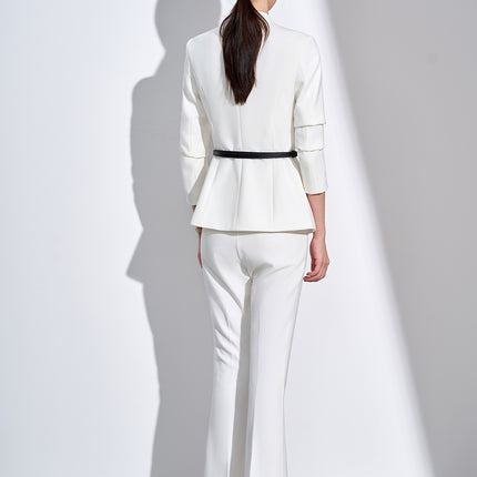 Cross-Border Collarless Blazer for Women, New Spring and Autumn Style, Elegant Waist-Cinching, High-End Professional Office Formal Suit Set