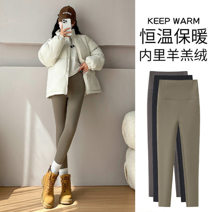 High-End Sports Pants for Women, Spring and Autumn, Non-Binding, Plus Size, High-Waisted, Tummy Control Yoga Pants, Fleece-Lined, Tight-Fitting Leggings