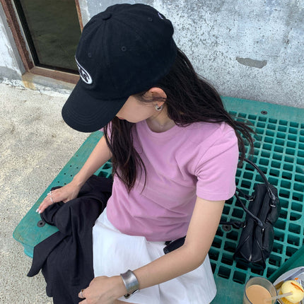 Guangzhou Huang Zheng Basic 7-Color Brushed Round-Neck Short-Sleeve T-Shirt for Women, Early Autumn Versatile Comfortable Regular Shoulder Top 530760