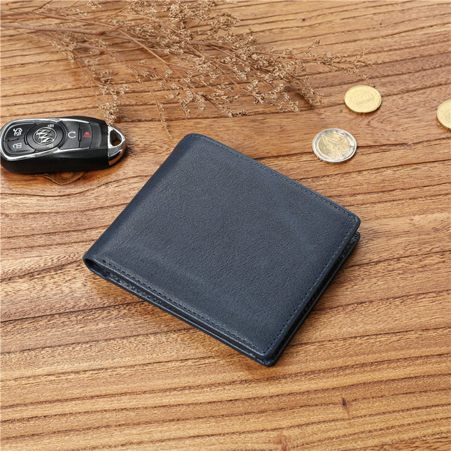 Men's casual vegetable tanned first layer cowhide wallet multi-functional large capacity wallet genuine leather short Coin Purse Wallet fashion