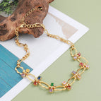 740j color square zircon necklace
