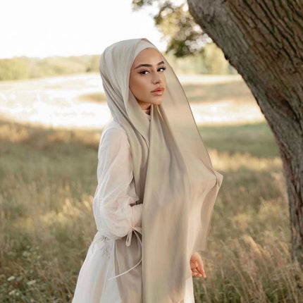 Solid Color Single Color Pearl Chiffon Scarf Malaysia Hot Selling Long Scarf Scarf Shawl Export Malaysia