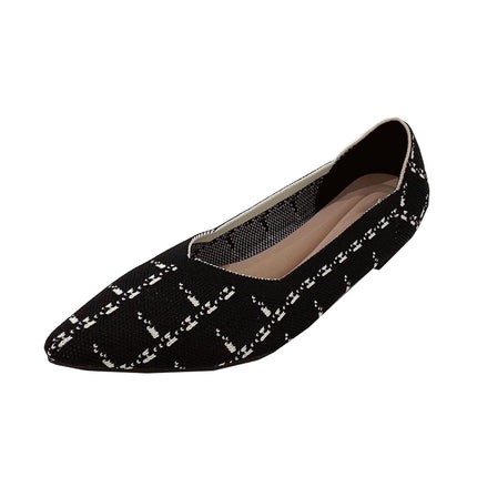 Pointed Toe Flat Knit Shoes for Women, Woven Shoes, Large Size Loafers, Egg Roll Shoes, Princess Shoes, Single Shoes, Comfortable and Versatile