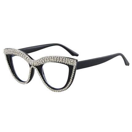 Cross-border European and American Cat's Eye Diamond Personality Fashion Party Party Anti-blue Presbyopia Fashionable Presbyopia Street Photography