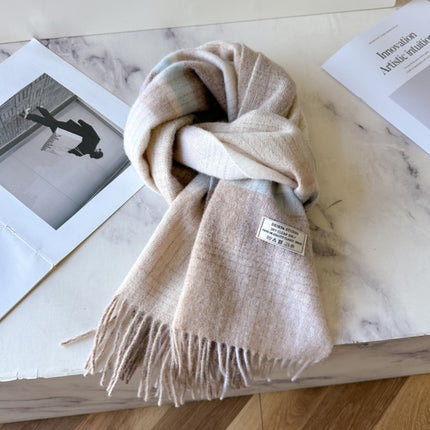 Solid Color Scarf Women's Winter 2024 New Big Brand Korean Style Cashmere Wool Winter Warm Neck Shawl Ins Card