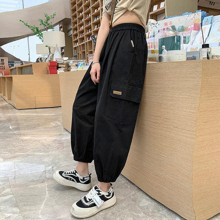 Army Green Casual Overalls Women's Thin 2024 Summer Korean Style New Loose Leg Pants Nine-point Harem Pants