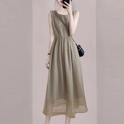Gentle Style Age-reducing Elegant Niche Sleeveless Dress Summer New Women's Clothing Tea Break French Fashionable Slimming Skirt