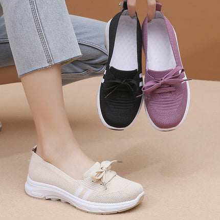 Shoes for Women Spring & Fall New Cloth Shoes Women's Flats Breathable Shallow Mouth Flats Casual Shoes Soft Sole Non-Slip Mother's Walking Shoes