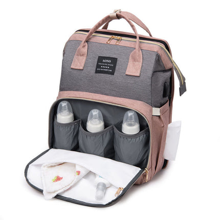 Cross-border Mummy Bag Anti-mosquito Multifunctional Folding Crib Back Milk Bag Travel Large Capacity Dry and Wet Separation Maternal and Baby Bag