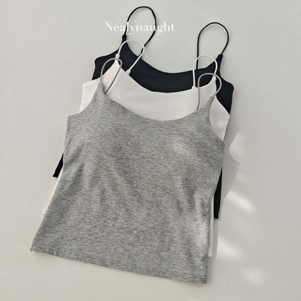 Thin Strap Back Hollow Metal Buckle Beauty Back Camisole Hot Girl with Breast Pad Fixed Cup Inner Wear Outer Wear Base Layer