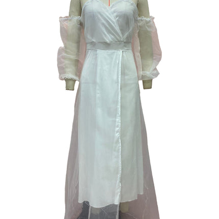 2026 European and American Autumn and Winter New Long-Sleeve Party Dress Amazon Long Elegant Mid-Waist Chiffon Women's Dress