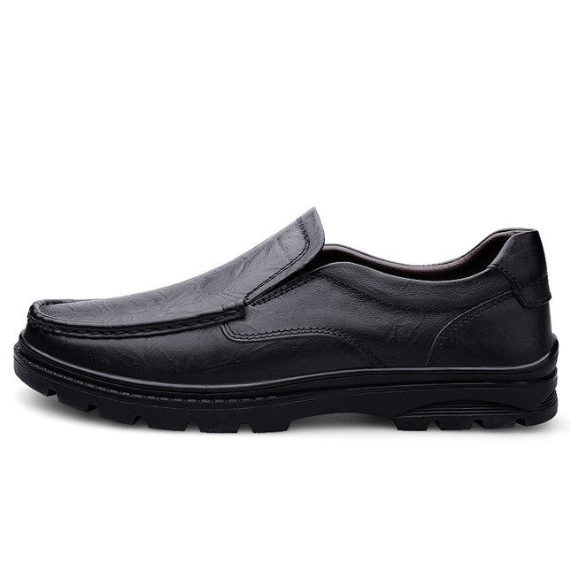 Plus size business casual leather shoes autumn new men's shoes grip pattern slip-on soft sole shoes cross-border Amazon men's shoes
