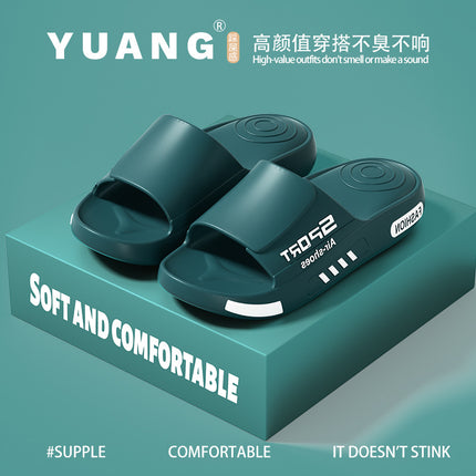 Exterior Size Men's Slippers Summer Sports Alphabet Trendy Bathroom Home Outer Wear Soft Bottom Non-Slip Thick Bottom Slippers
