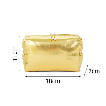 Cross-border Korean-style silver soft leather cosmetic bag three-piece women's wash bag high-grade waterproof women's cosmetic bag customization