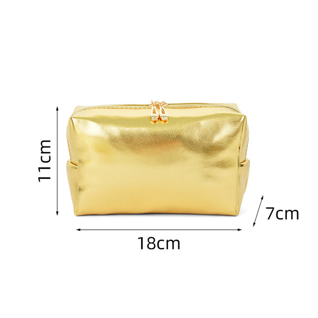 Cross-border Korean-style silver soft leather cosmetic bag three-piece women's wash bag high-grade waterproof women's cosmetic bag customization
