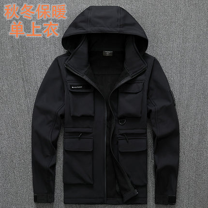 Overalls Men's Suit fleece-lined Thickened Camouflage Jacket Autumn and Winter Labor Protection Clothing Cold-proof Waterproof Wear-resistant Outdoor suit