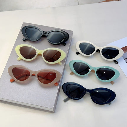 European and American Style Cat's Eye Small Frame Korean Style Trendy Sunglasses Small Chanel Style High-Level Street Shot Slim Look Jelly Color Sunglasses