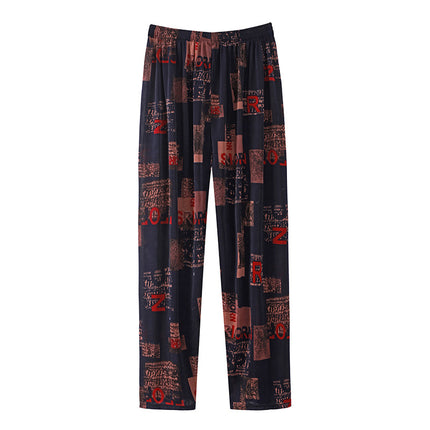 Cross-Border Popular Summer Women's Ice Silk Pants for Middle-Aged and Elderly, Loose Casual Home Pants, Elastic Plus-Size Pants for Square Dancing