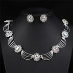 Silver base ab necklace + stud earrings