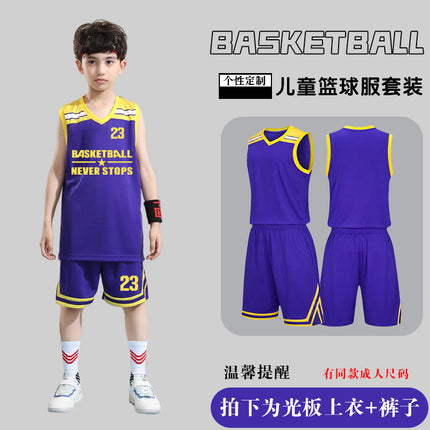 Children's Basketball Uniform Set Men's Basketball Team Uniform Jersey Basketball Training Camp School Sports Meeting Children's Basketball Team Uniform Number Printing