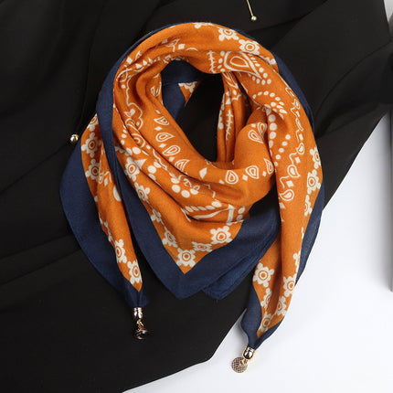 Spring and summer sunscreen magnetic buckle cotton and linen texture large square scarf women's 2024 new all-match autumn and winter neck scarf