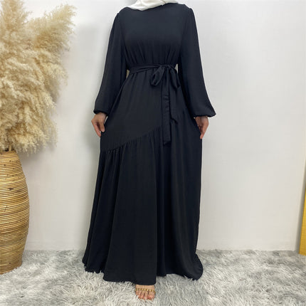 Aliexpress Ebay Amazon Hot-Selling Fashion Women's Solid Color Patchwork Flared Dress 6738
