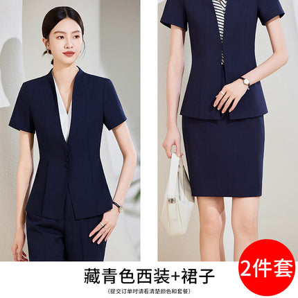 High-end Suit suit Women's Short-sleeved Summer New Tooling Hotel Front Desk Temperament Work Clothes Professional Thin Suit
