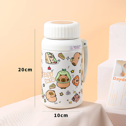 Cartoon cute high-value large-capacity new thermos stainless steel outdoor sports portable rope coffee cup