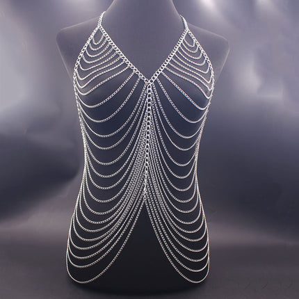 Cross-border jewelry Amazon Europe and the United States new ladies sexy metal long suspenders bikini neck body chain