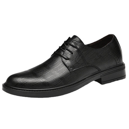 Spring Embossed Square Pattern Suit Men's Business Leather Shoes Dress Large Size Men's Shoes Shallow Mouth Casual Lace-up Men's Shoes