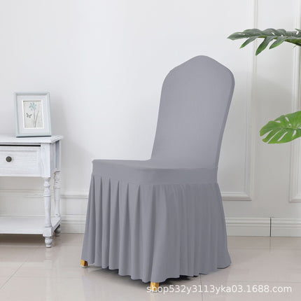 Chair Cover Thickened Stretch Pleated Skirt Dining Chair Cover Hotel Wedding Banquet Event Stool Cover Hotel Cloth