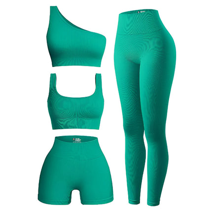 Yoga Clothing Women's 2024 New Short-sleeved Sports Fitness Pilates Training Clothing Top High-grade Four-piece suit