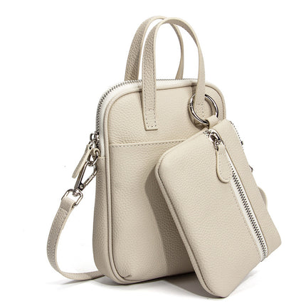 New Style Top Layer Cowhide Mobile Phone Bag Crossbody Women's Large Capacity Japanese-Style Vertical Genuine Leather Niche Shoulder Bag