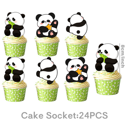 Cute Panda Theme Birthday Party Supplies Tableware Paper Plates Paper Towels Tablecloth Decoration Flag Tablecloth Hanging Swivel Plug-In Row