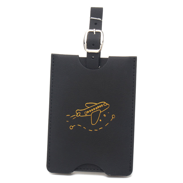 Rfid Anti-Magnetic Airplane Passport Holder Leather Luggage Tag Set Hidden Luggage Identification Card Holder Cross-Border In-Stock