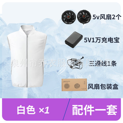 Cross-Border Rapid Cooling Sleeveless Fan Vest Outdoor High Temperature Work Summer Air-Conditioned Clothing