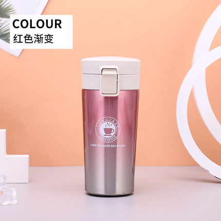 Fashionable simple double-layer vacuum stainless steel coffee cup handy cup American coffee pot portable gift pop lid cup