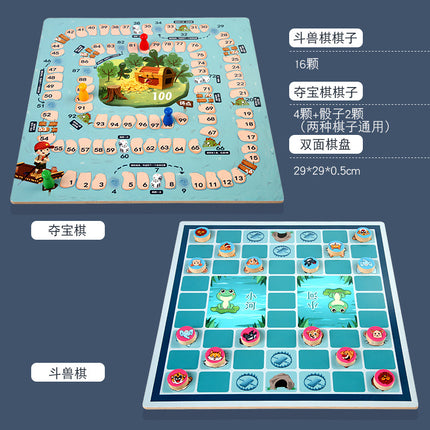 Wooden Children's Educational Nine-in-One Multifunctional Game Chess Checkers Flying Chess Gobang Colosseum Chess Toy