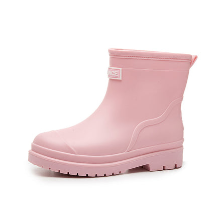 Women's Fashionable Outdoor Drawstring Rain Boots with Thick Soles, Waterproof and Non-Slip Kitchen Work Rain Boots, Warm Rubber Shoes