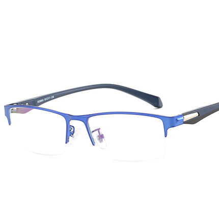 Men's Business Glasses Frame Metal Alloy Glasses Frame New Half Frame Can Be Equipped with Myopia Glasses Finished Product with Degree for Men