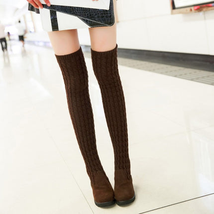 Stretch Over-the-knee Boots Women's 2024 Autumn and Winter New Skinny Leg Long Boots Women's Short Knitted Over-the-knee Square Heel Thick Bottom Women's