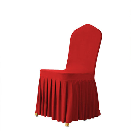 Chair Cover Thickened Stretch Pleated Skirt Dining Chair Cover Hotel Wedding Banquet Event Stool Cover Hotel Cloth