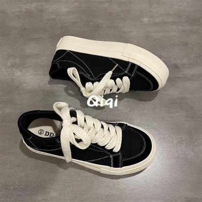 Fashionable Brand Red Canvas Shoes for Women 2024 New Spring and Autum Niche Chic Low-Top Flats Casual Board Shoes