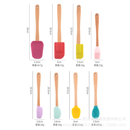 Silicone Large Scraper Special Wooden Handle Baking Silicone Kitchen Tool Cake Homemade Handmade Dessert